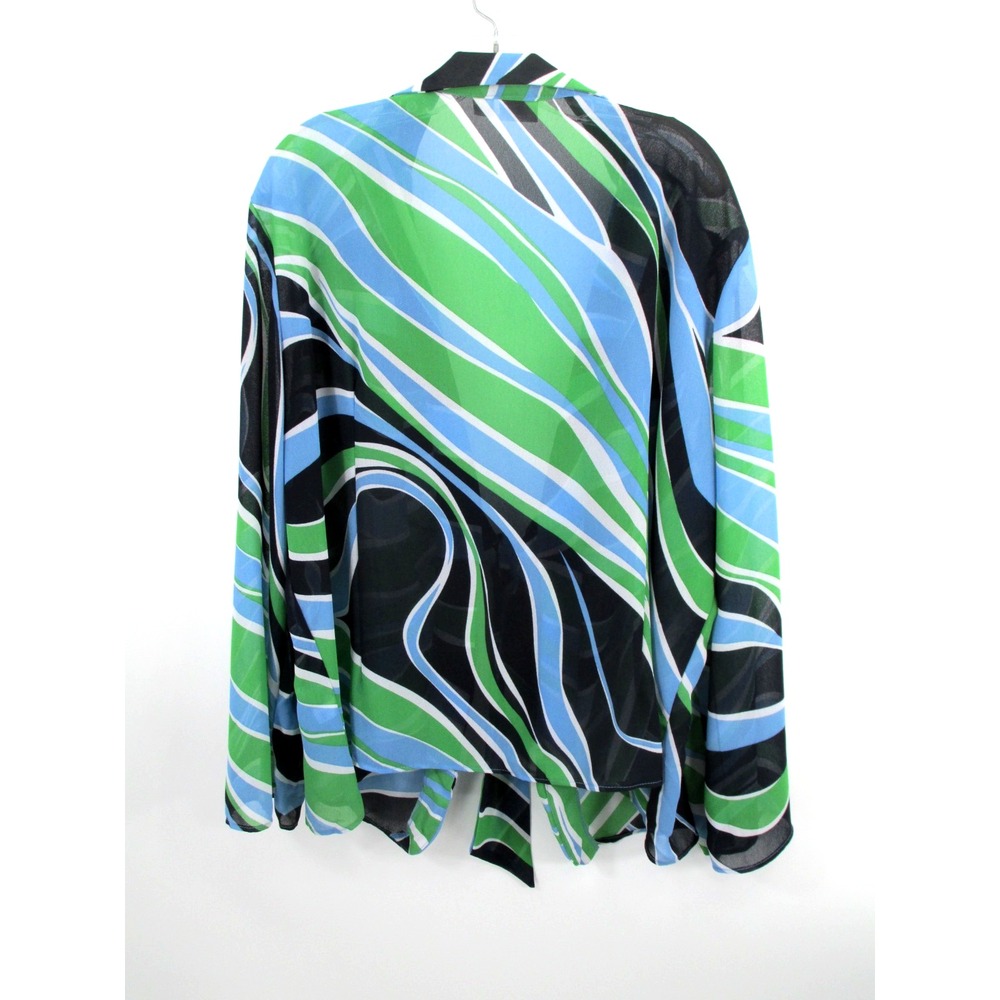 Cato Sheer Tie Front Cover Up Blouse Women 26W Multicolor Geometric Kimono Top - Picture 2 of 11